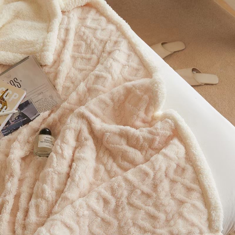 Blanket Solid Color Super Soft Thick Flannel Sherpa Fleece Blanket for Your Customer