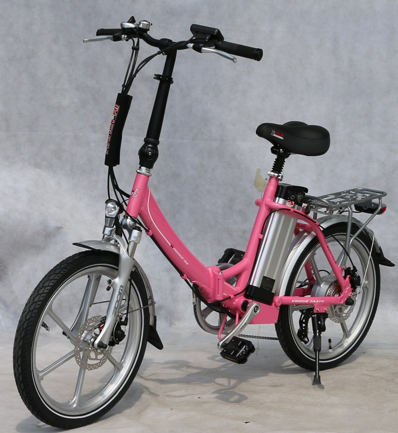 Aluminum Alloy Frame 20" Female Folding Electric Bicycle 6 Speed With Integrated Wheel