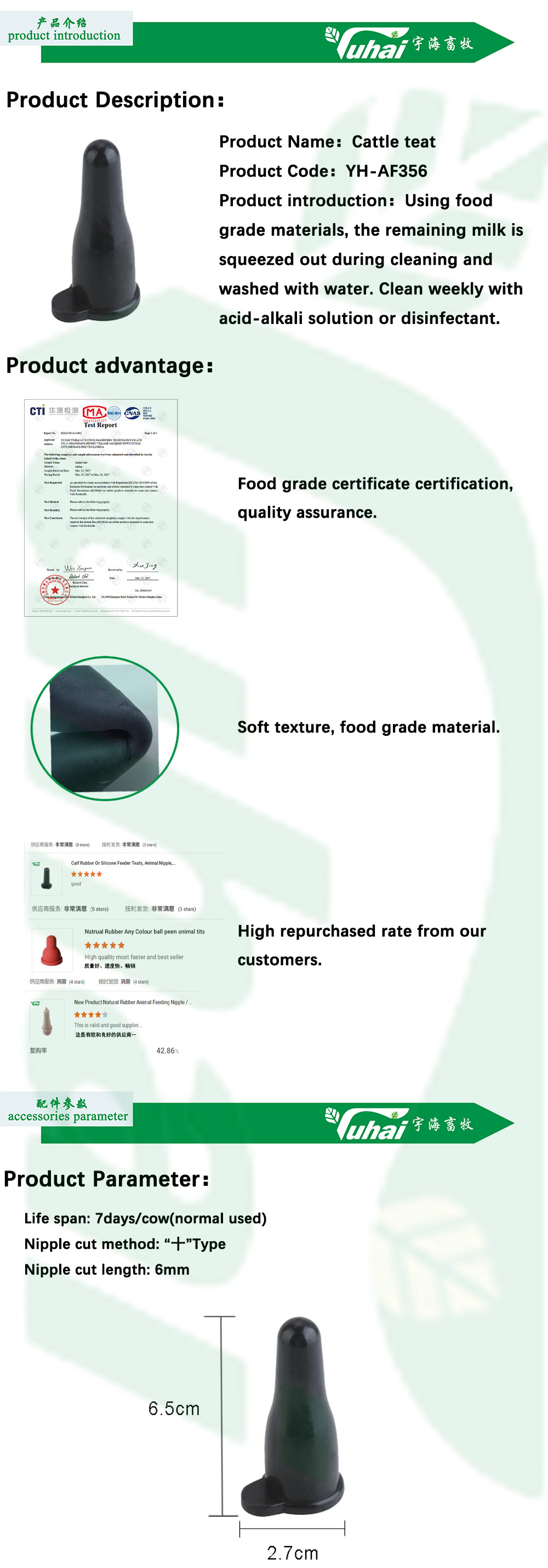 Food Grade Rubber Calf Feeding Teats Black Cow Milk Nipple Teat For Calf Feeding