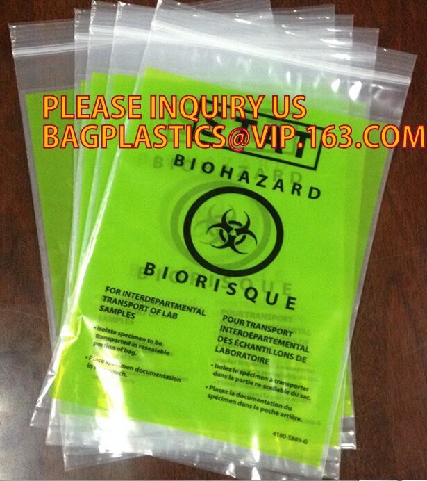 Medical Grade Laboratory Specimen Bag, Biohazard Zip-lock Bag Medical Specimen Bag, Reclosable Bags with Biohazard Symbo