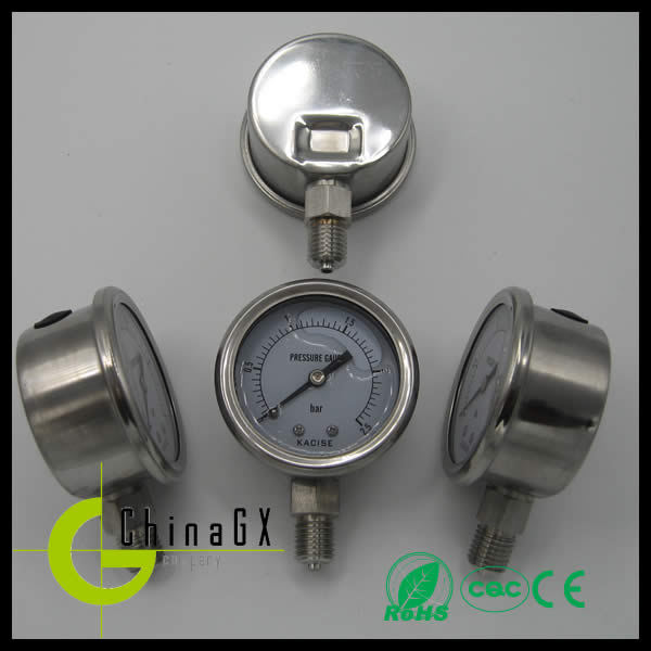 316 All Stainless Steel SS Case Pressure Gauge Miniature Type