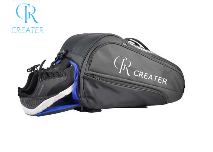 Polyester Pickleball Racket Bag Big Capacity Black With Shoes Wareh Ouse