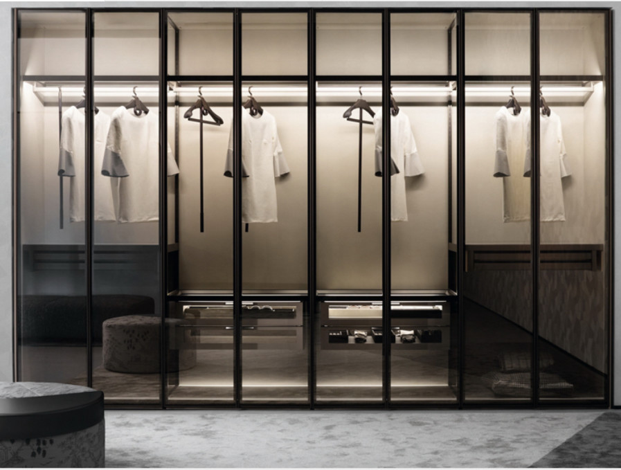 250cm Walk In Closet Wardrobe Drawer System With Aluminum Glass Door ODM