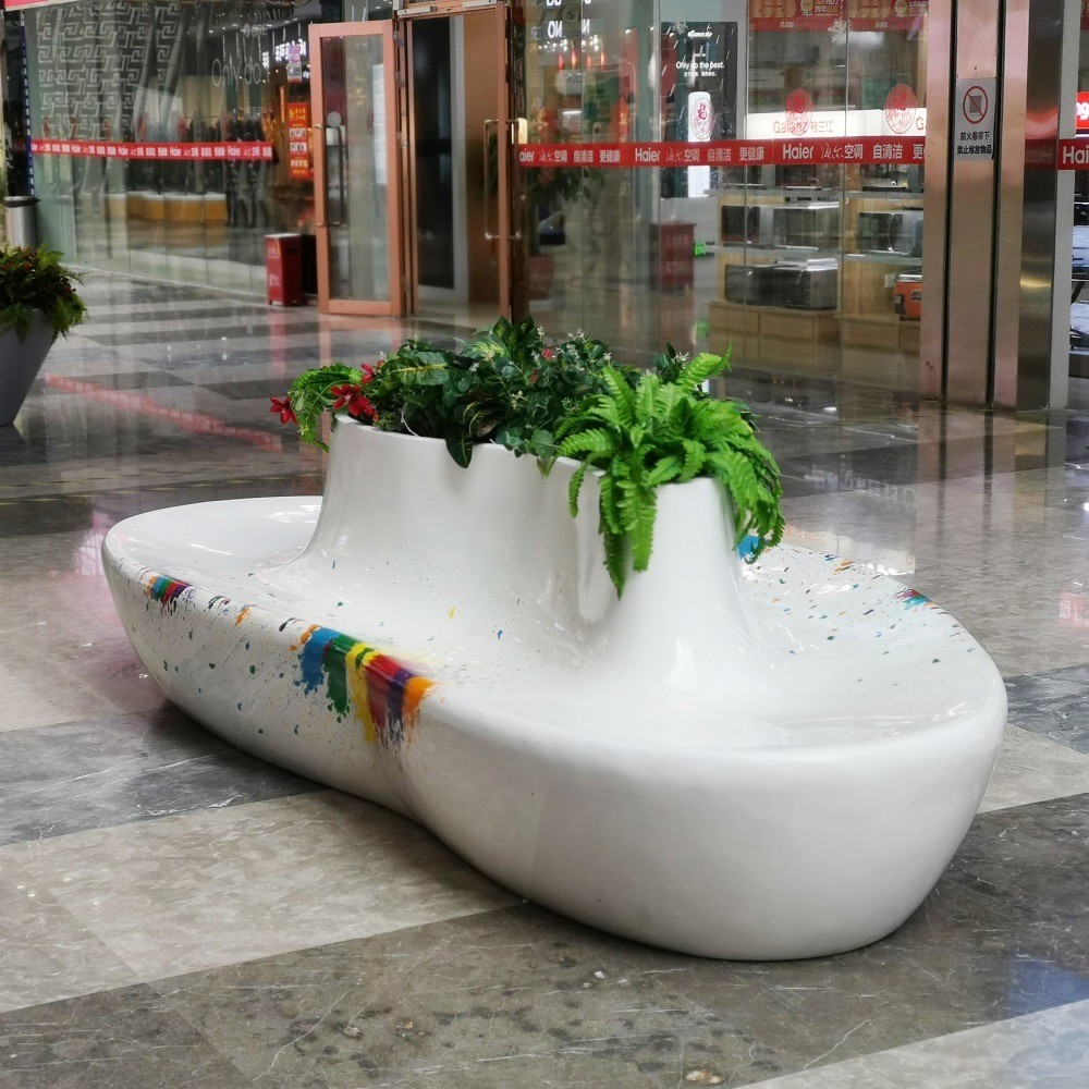 Lightweight Fiberglass Table Chairs For Shopping Mall Gardening Fiberglass Furniture