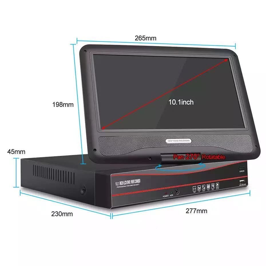 10.1" Monitor CCTV IP 2.0Megapixel 8chs POE Nvr Cameras Kits