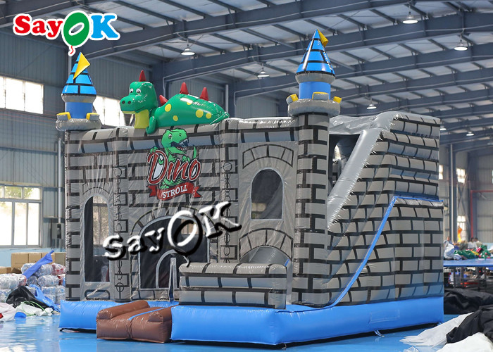 Dino Stroll Inflatable Bounce House Slide With Ball Pit Pool
