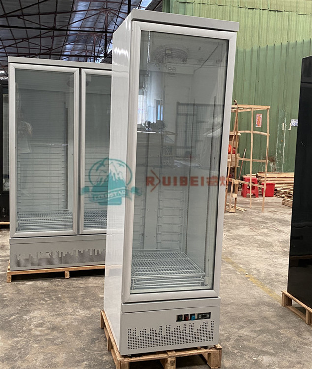 Drink beverage chiller upright glass door refrigerator for supermarket