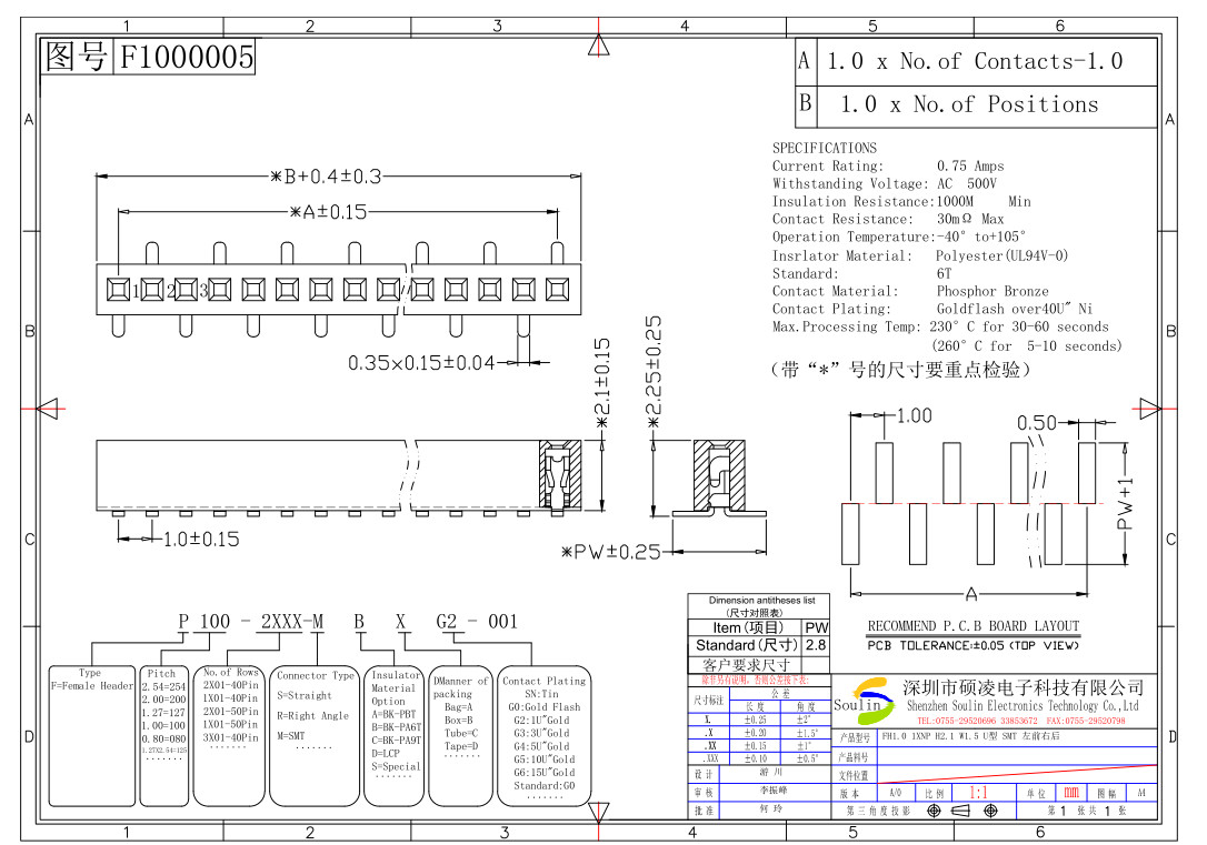 Single Row Female Header Connector 1.0mm Pitch SMT Left Front Right Rear