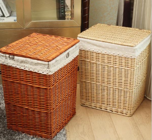 Rattan Wicker Willow Baby Toys Dirty Clothes Storage Laundry Basket ECO Friendly