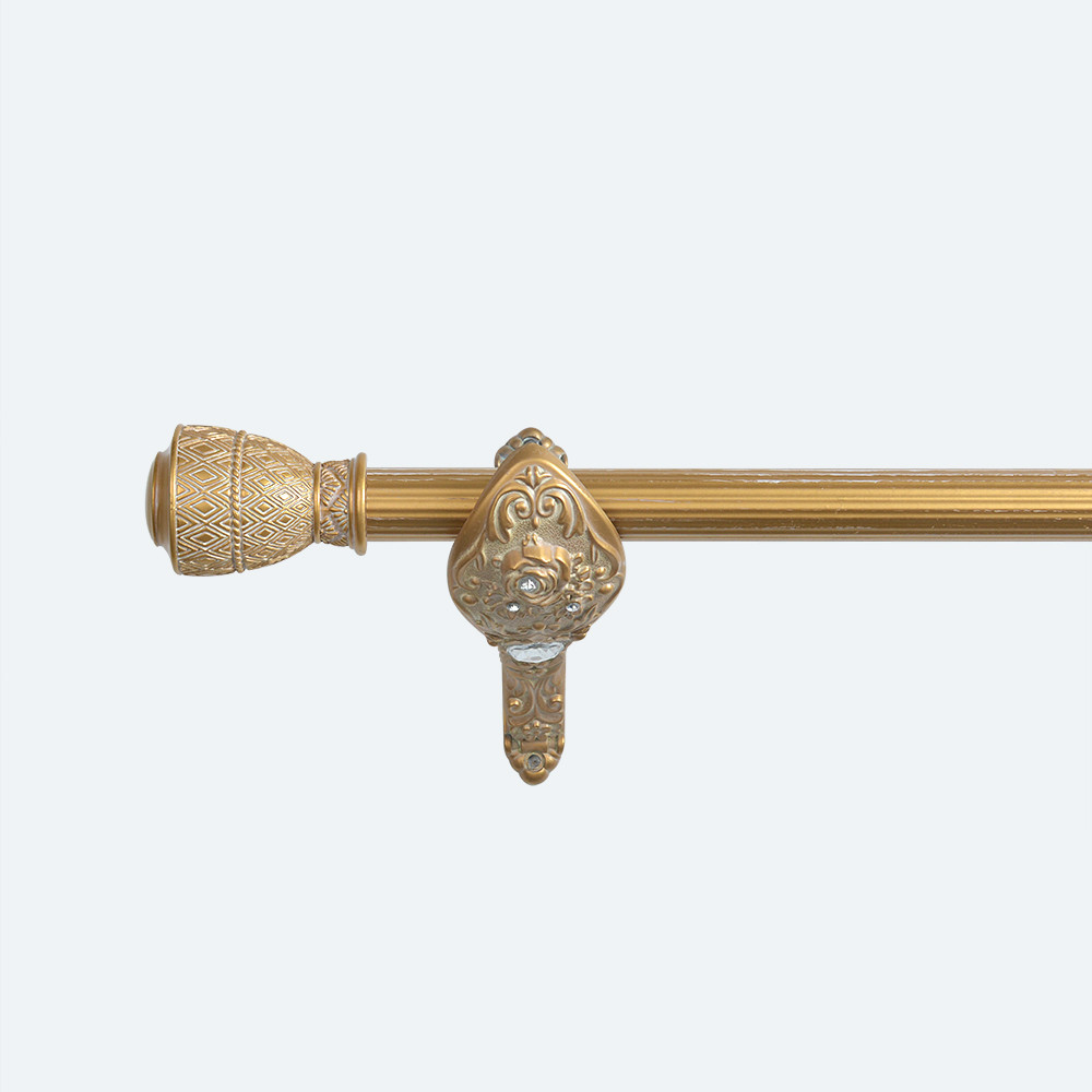 Iron 25MM Curtain Rods Sets With Aluminum Alloy Curtain Finials And Brackets