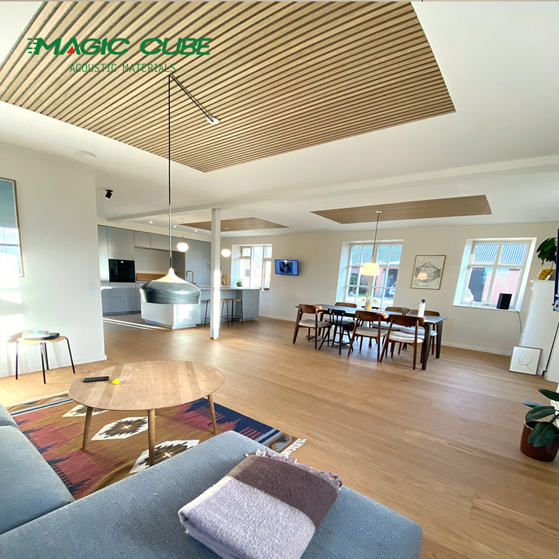 Eco Friendly Living Room Acoustic Wood Slat Panels White With Modern Design