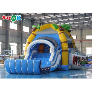 Shark Themed Inflatable Bounce House Children 'S Playground With Slides