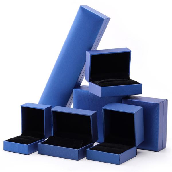 Blue Luxury Paper Jewelry Box Custom Logo Earrings Necklace Pendant Ring