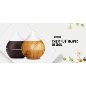 Dark Wood Grain Ultrasonic Bluetooth Aroma Diffuser With Speaker