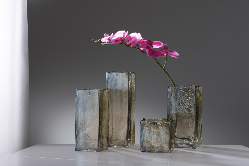 Handmade grey luster Glass Vase For Home Decor