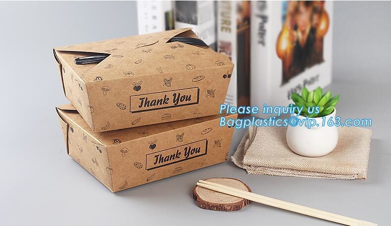 Cheap Cardboard foldable kraft paper lunch box with window,Lunch noodle fast food kraft paper box by customized logo pri