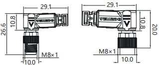 IP67 M8 Connector Harness Double End Precast Wire Harness Male/Female Bend 3P Towing Chain 5m