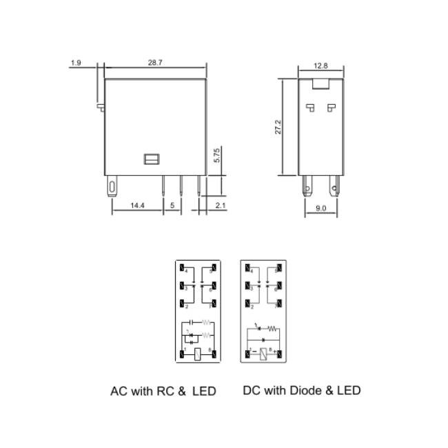 24V 8A SPDT Power Relay With Transparent Shell LED Indicator