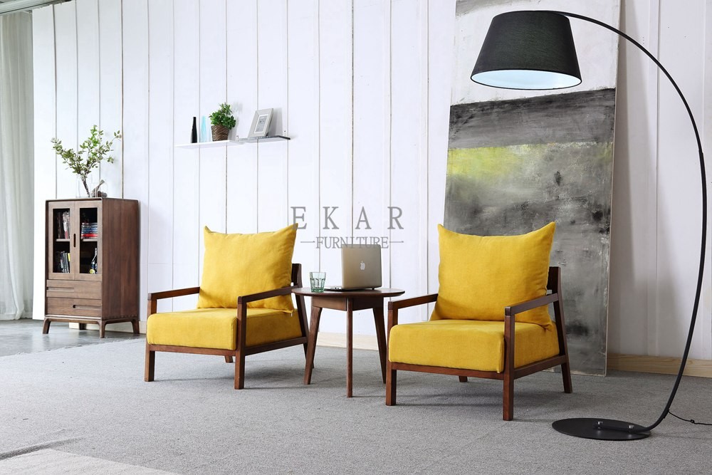 Fabric Leisure Wood Armchair Living Room Chair