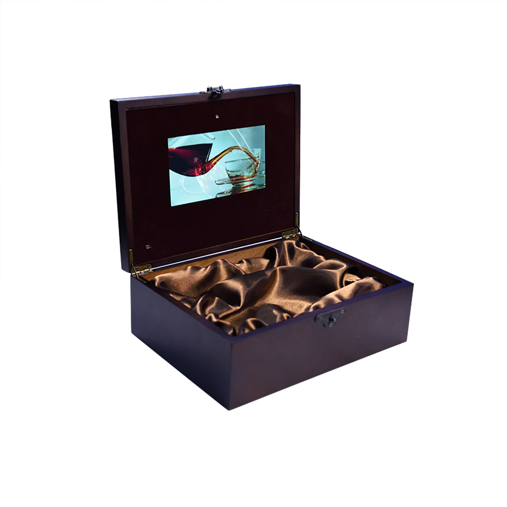 High End Crown Leather LCD Video Gift Box , 7 Inch Video Brochure Box