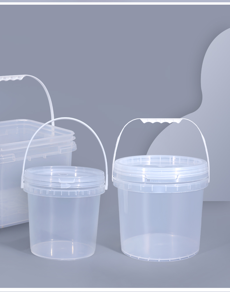 Plastic 1L Buckets Pail for Paint BPA Free and Transparent Ice Cream Packaging