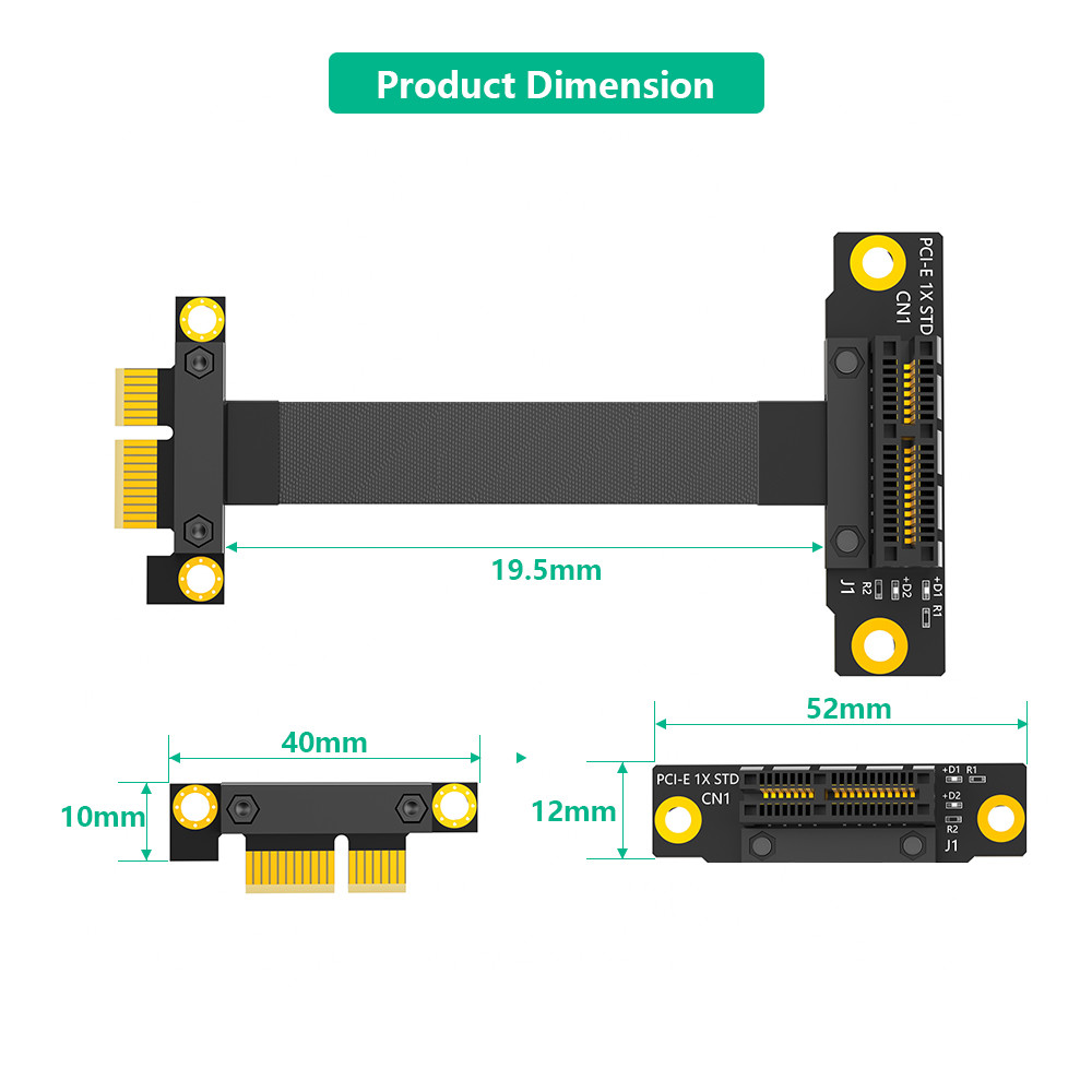 36PIN PCI-E 1X 270 Degree PCI-e Extension Cable For PCI Express Up to PCI-E Gen3 8Gbps speed