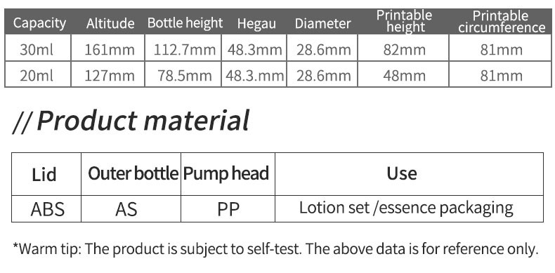 20ml 30ml High End AS Transparent Airless Pump Bottle