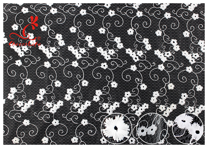 Allover Floral Embroidered Mesh Lace Fabric With Poly Milky Silk By 100% Inspect