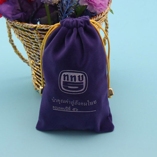 Various Color Small Velvet Drawstring Bag Durable Custom Logo Printing