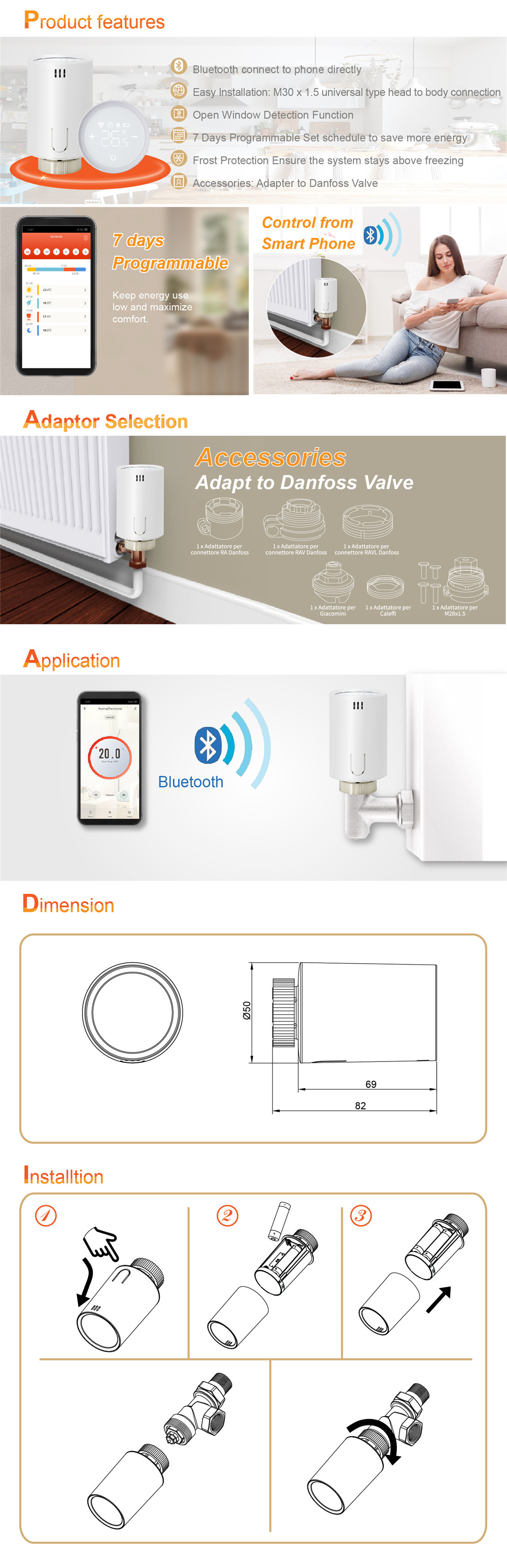 2021 New Arrival Bluetooth Smart Radiator Thermostat TRV with APP Remote Control(TR-01)