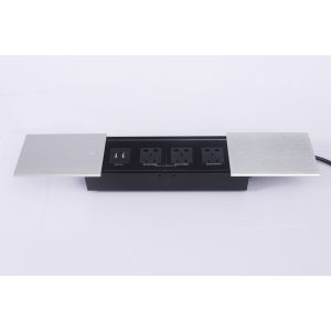 220V Sliding Power Outlet Strip Desk Mounted Sockets Custom