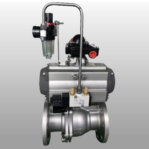 Pneumatic Control Flange Type Stainless Steel Ball Valve Double Acting Spring