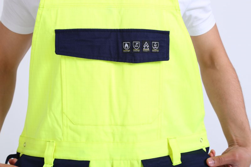290gsm light weight arc protection Fire proof Bib Trousers , EN20471 HIVIS Flame Resistant Bib Pants