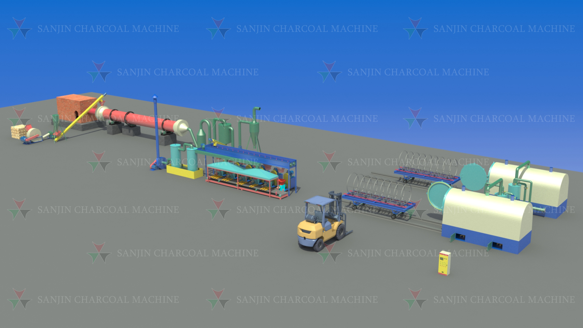 Hexagon Briquette Charcoal Briquette Production Line For BBQ