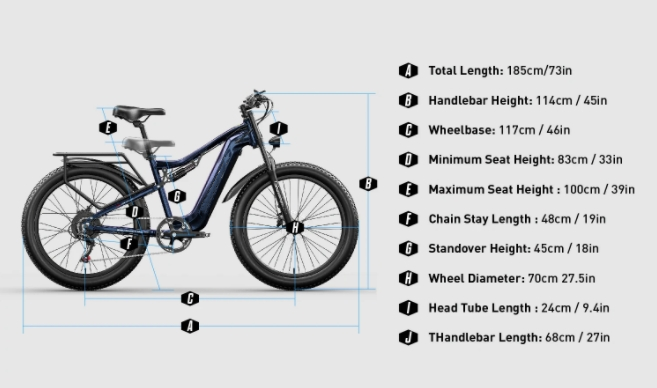 500W Full Suspension Fat Tire Electric Bike With 48V 17.5AH Integrated Battery