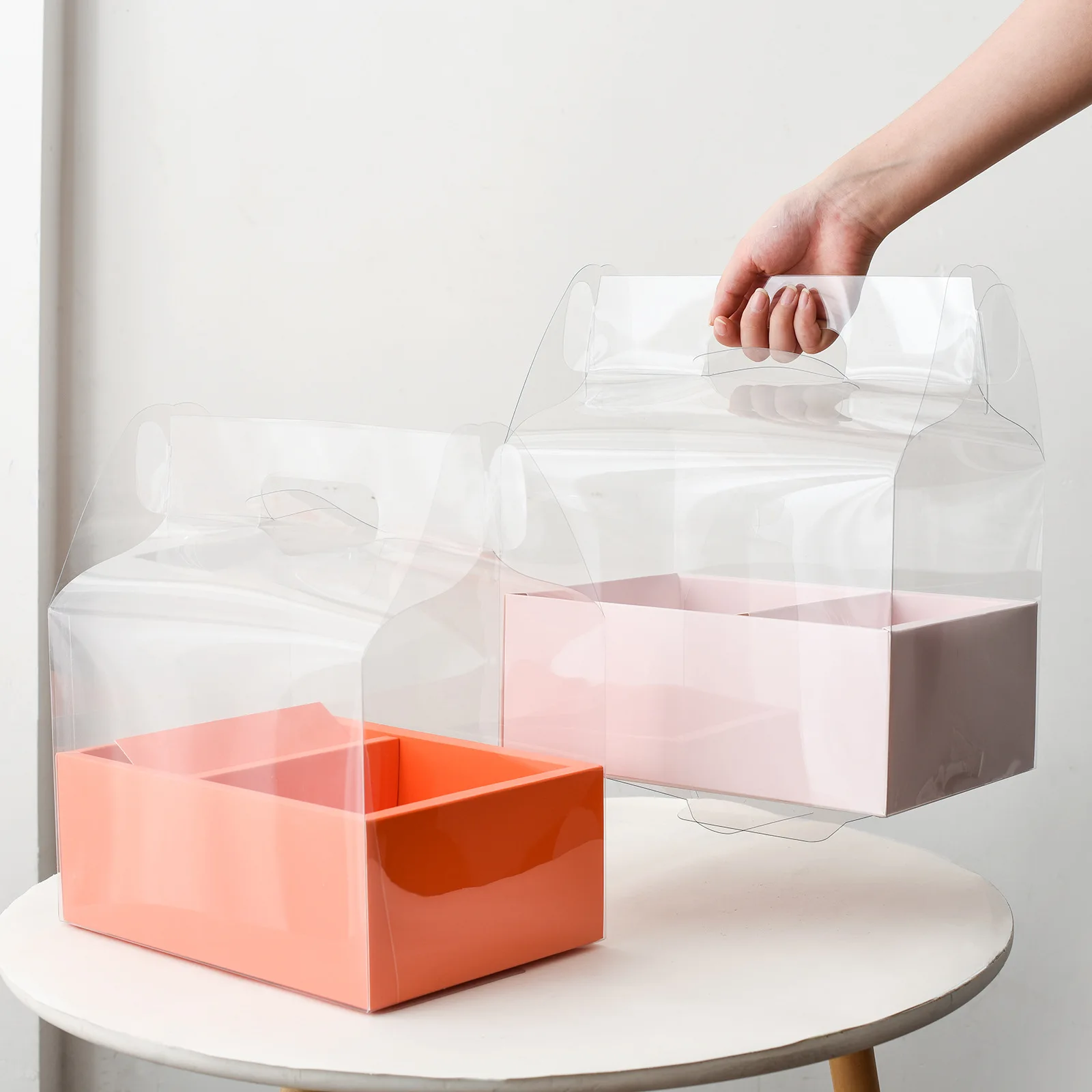 DIY Transparent Flower Cake Boxes PVC Wedding Christmas Birthday Gift Packaging with Handles