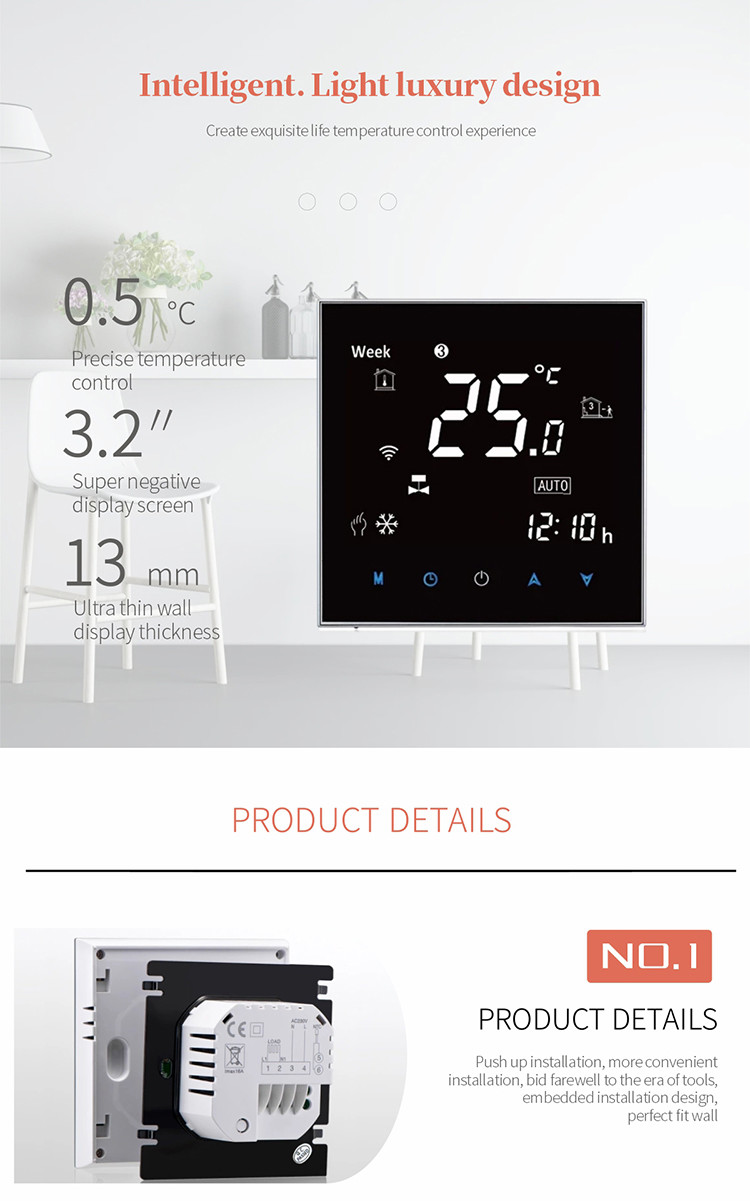 Tuya App Voice Control Smart Wireless Thermostat Timer 3A Floor Heating Wifi Capable Thermostat