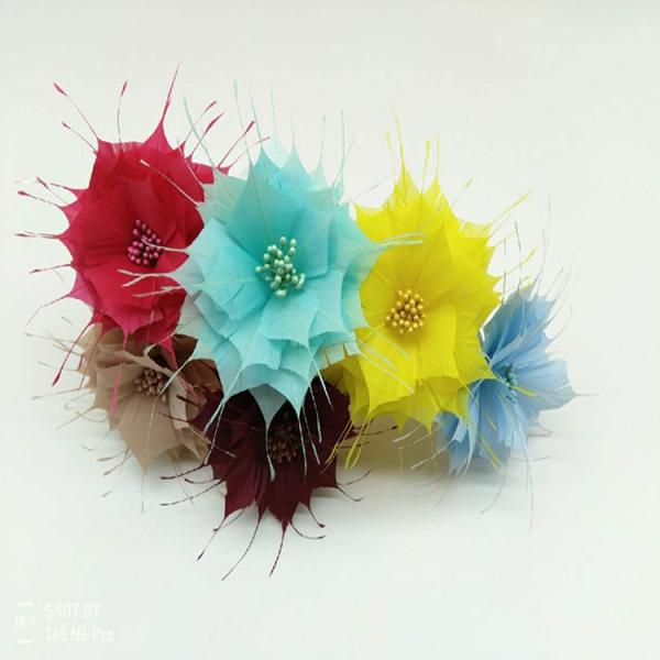 Dyed Pattern Goose Feather Flower Mount Essential Millinery Supplies for