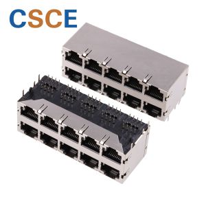 59B Series Stacked RJ45 Connectors 2 * 5 Port Voltage Rating 125 VAC RMS With