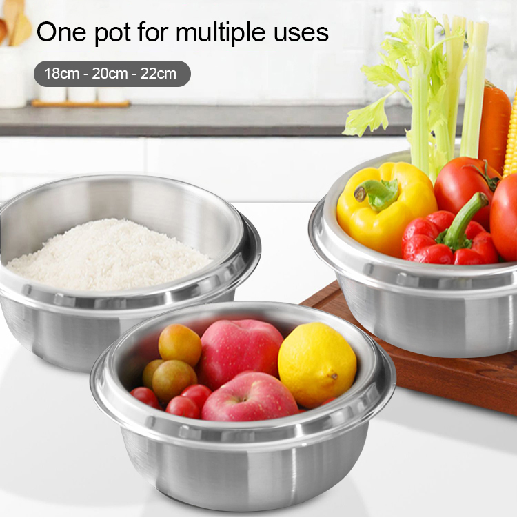 Multifunction Kitchen Cooking Food Pot 18/8 Stainless Steel Rice Pot Food Stock Pot With Glass Lid