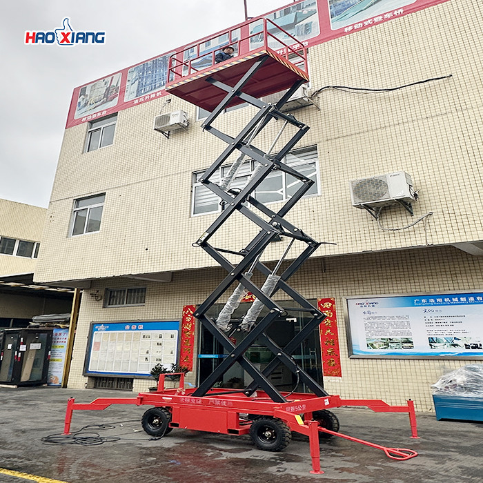 300kg-1500kg Mobile Scissor Lift Platform With Solid Tires And AC DC Power
