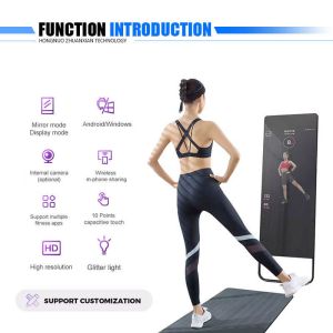 Customized Interactive Exercise Mirror , Full Body Gym Mirror With LCD Screen
