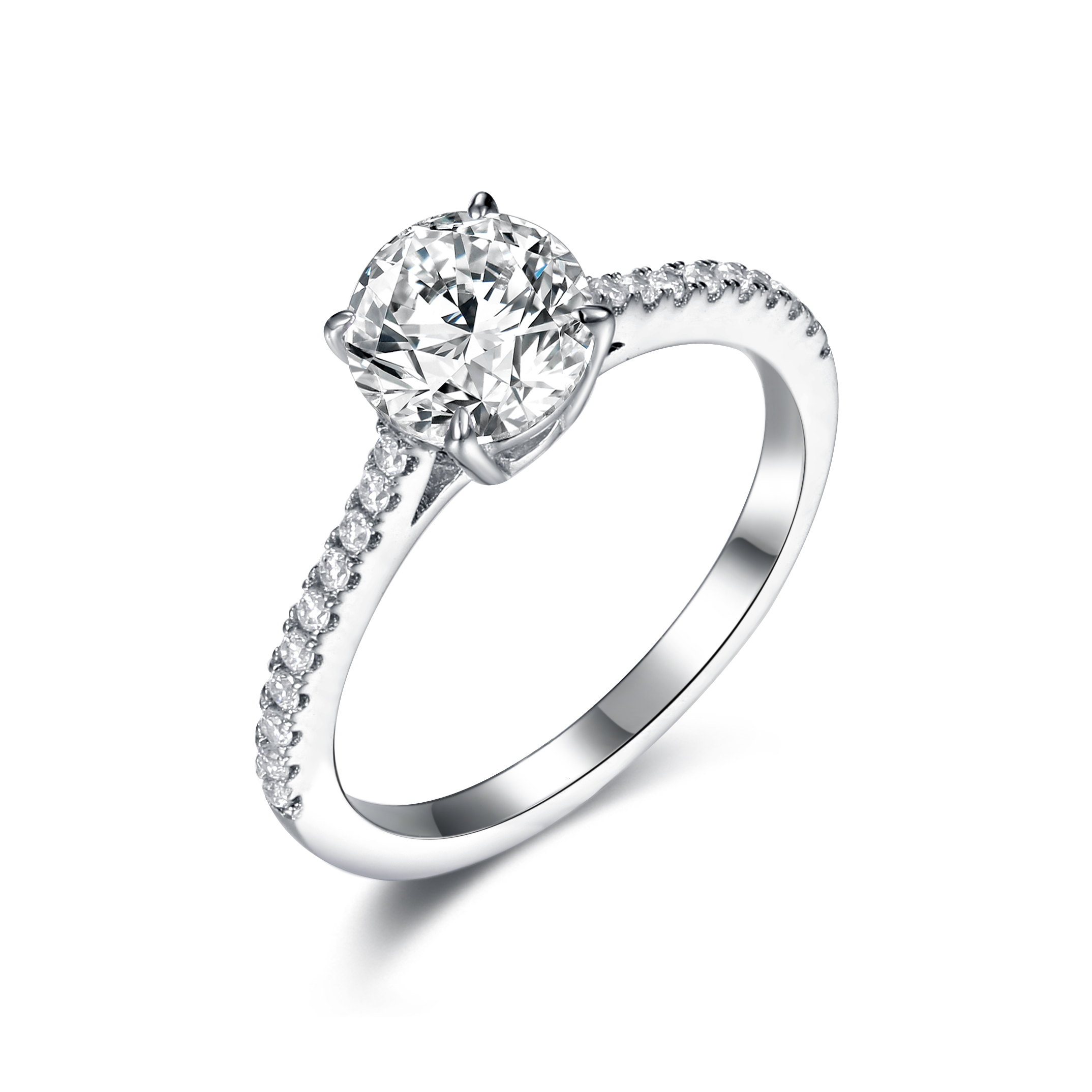 5.5mm Moissanite Round Bezel Set Engagement Ring AAA Grade 925 Sterling Silver