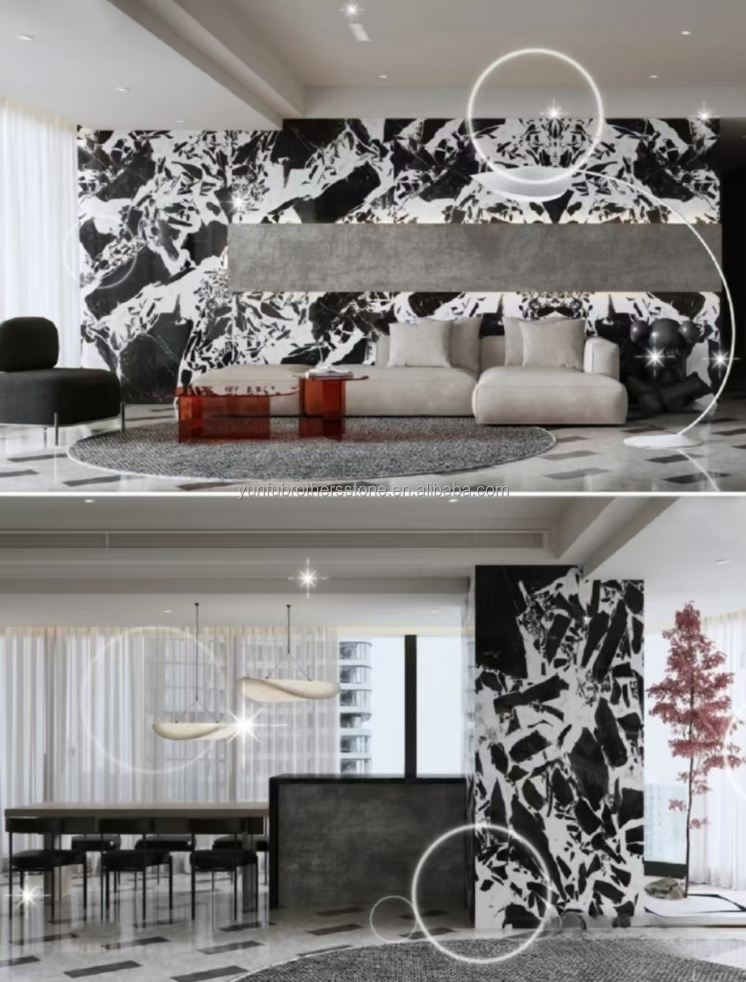 Polished Napoleno Black Marble Glossy Stone for Hotel Villa Long Wall Panel Floor Tile