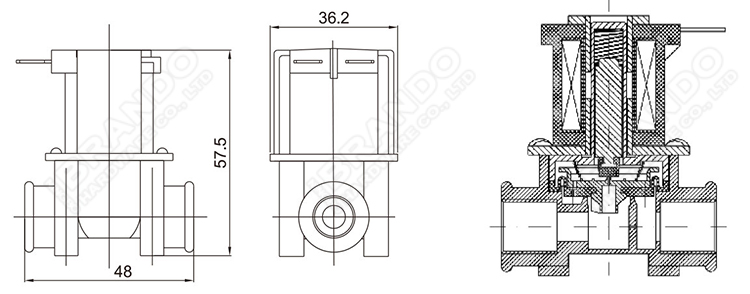Main Dimension of RO Solenoid Water Valve: