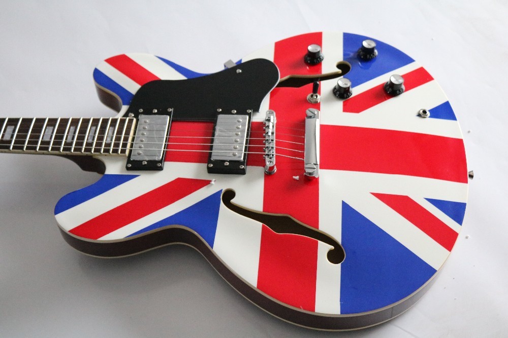 Custom shop ES335 union jack design electric guitar Free shipping