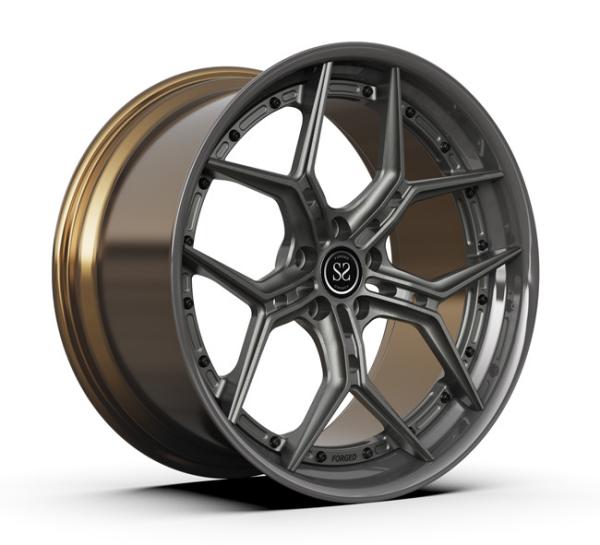 5X112 2 Piece Forged Wheels Center Brushed Metal Polished Bronze BMW X6 M Rims