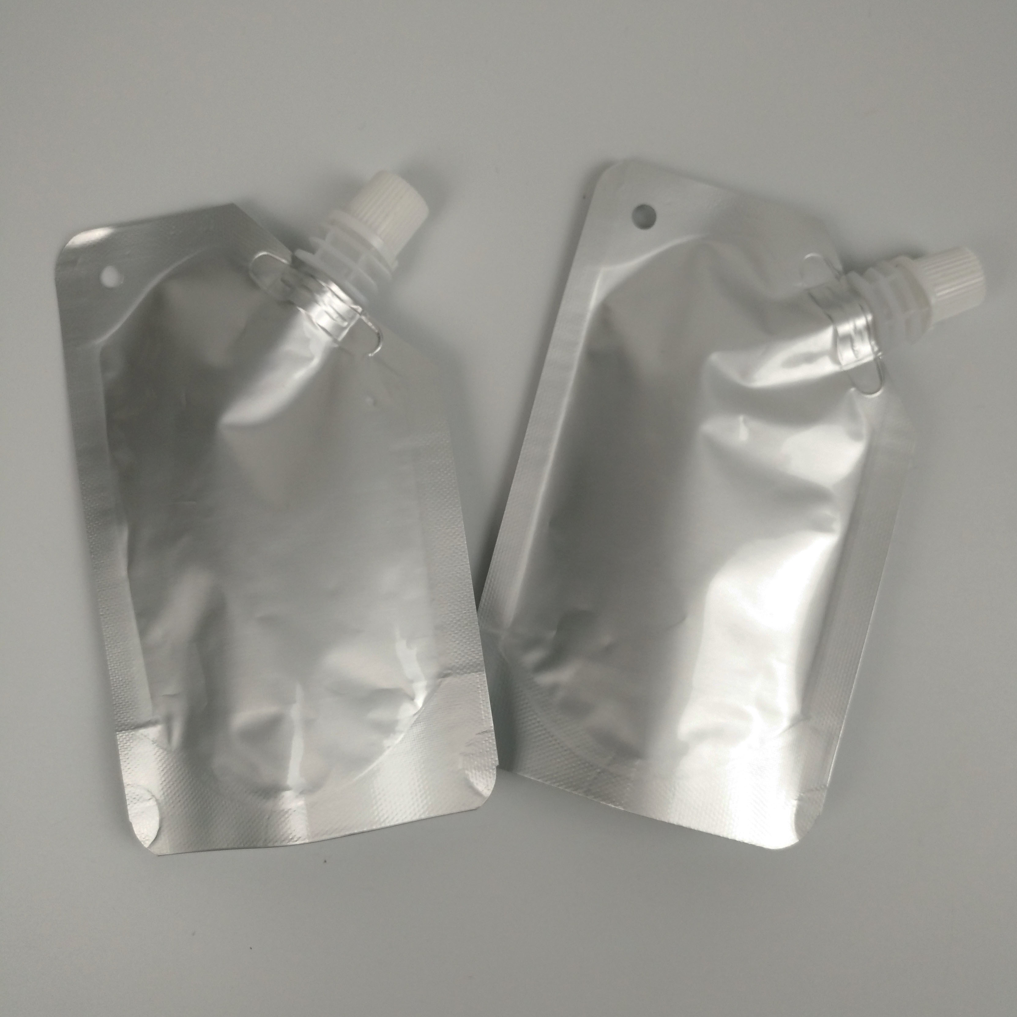 Plain Silver Aluminum Foil Juice Beverage Spout Pouch Packaging 100ml 150ml
