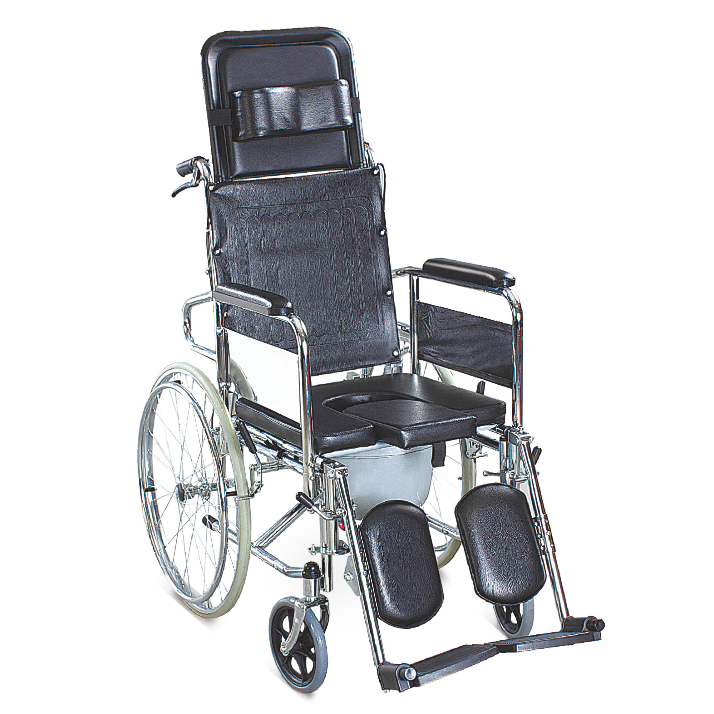HealthCare Steel Folding Reclining Wheelchair , Removable Armrest Wheelchair