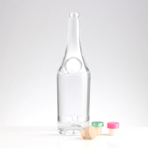 Rubber Stopper 500ml 800ml Clear Brandy Glass Bottle for Logo Acceptable